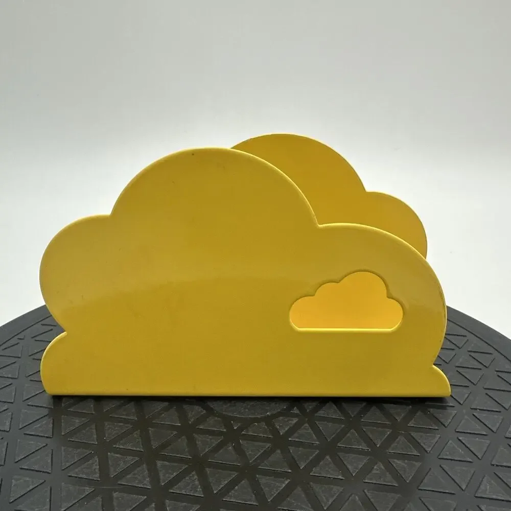 Vintage Yellow Cloud Napkin Letter Mail Holder Rymlig 90s Metal Retro Chic